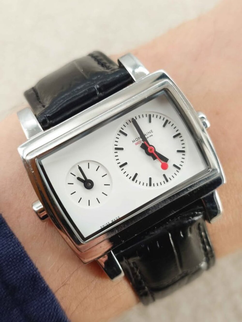 Mondaine Men’s Watch Dual Time 30322 Official Swiss Railways TV Working 35 mm